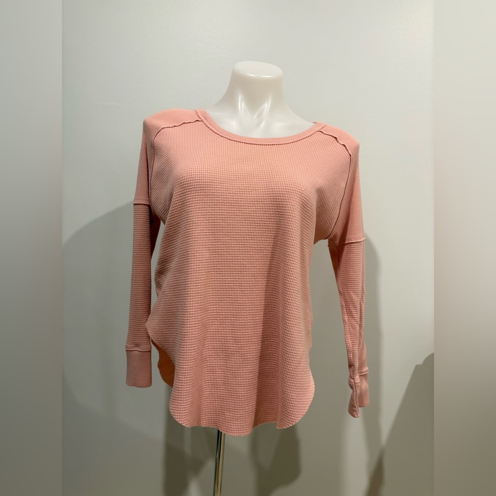 TNA Coal Waffle Knit Long Sleeve Oversized tee